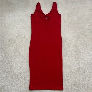 NWOT Ardene Red Ribbed Bodycon Midi Dress Size M